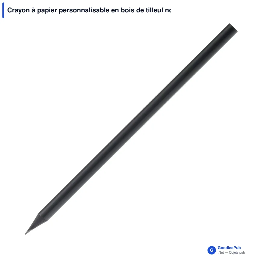 Crayon à papier personnalisable en bois de tilleul noir avec logo - 17,5 cm - Image 2