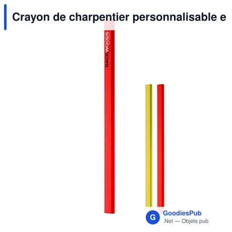 Crayon de charpentier personnalisable en bois FSC 25 cm avec logo - Chantier