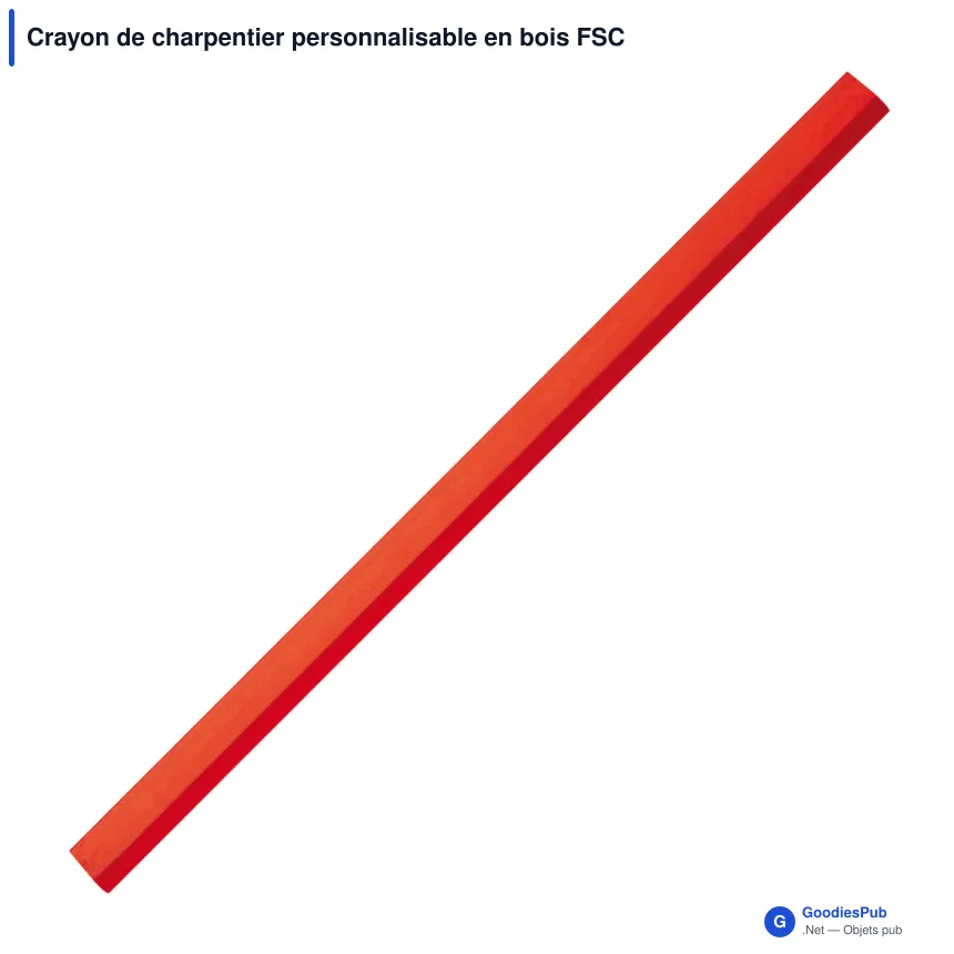 Crayon de charpentier personnalisable en bois FSC 25 cm avec logo - Chantier - Image 2
