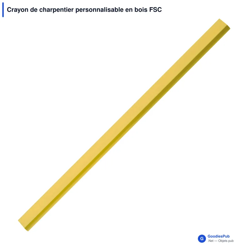 Crayon de charpentier personnalisable en bois FSC 25 cm avec logo - Chantier - Image 3