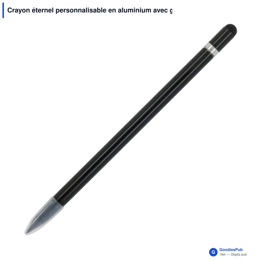 Crayon éternel personnalisable en aluminium avec gomme avec logo - Longue durée - Image 2