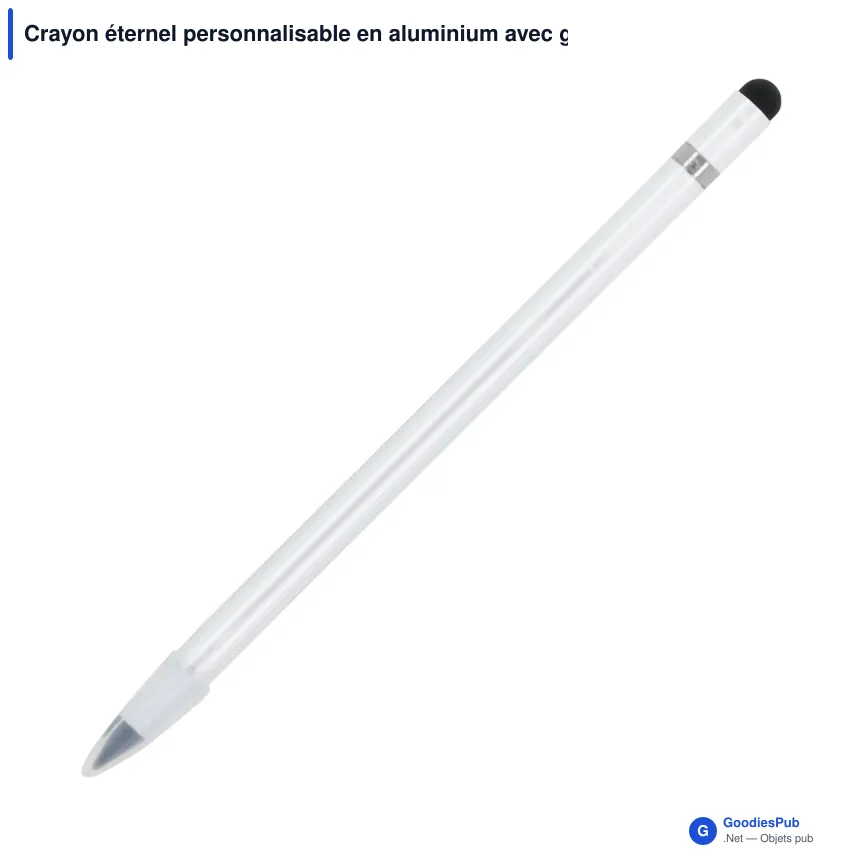 Crayon éternel personnalisable en aluminium avec gomme avec logo - Longue durée - Image 3