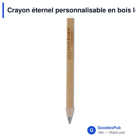 Crayon éternel personnalisable en bois longue durée avec logo - Sans encre