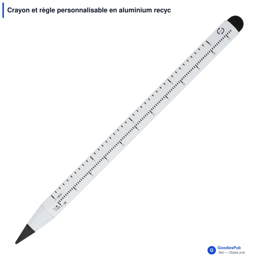 Crayon et règle personnalisable en aluminium recyclé avec logo - R-AL - Image 2