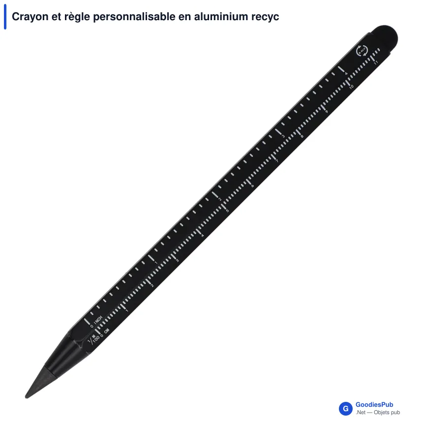 Crayon et règle personnalisable en aluminium recyclé avec logo - R-AL - Image 4