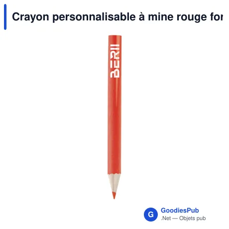 Crayon personnalisable à mine rouge format court 8,5 cm avec logo - Rouge