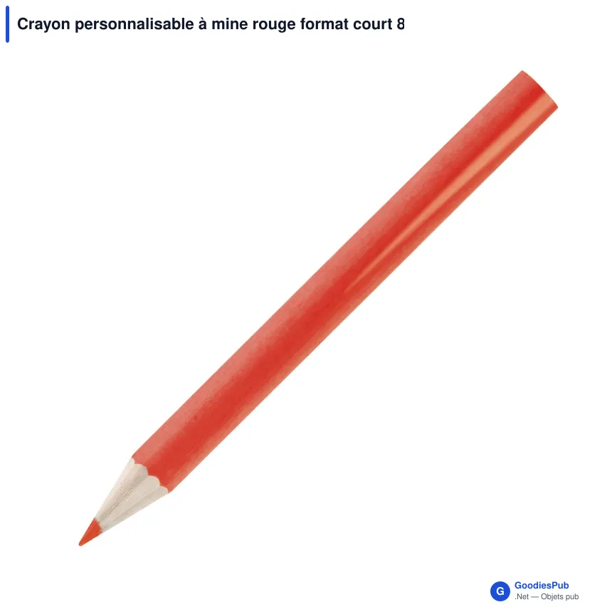 Crayon personnalisable à mine rouge format court 8,5 cm avec logo - Rouge - Image 2