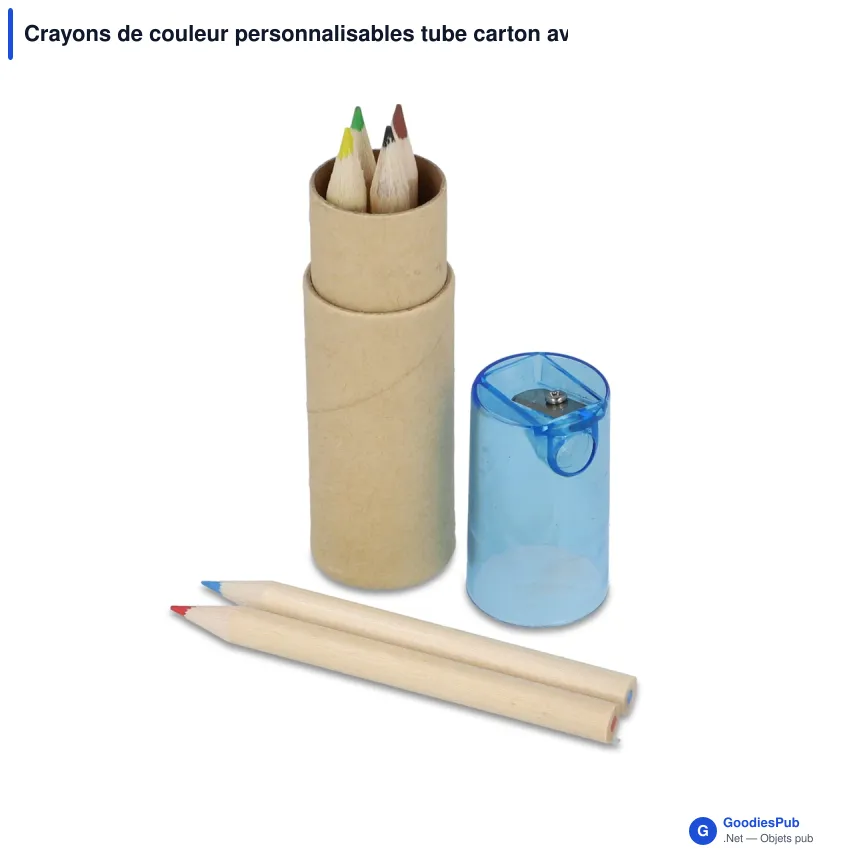 Crayons de couleur personnalisables tube carton avec taille-crayon avec logo - Tube - Image 2