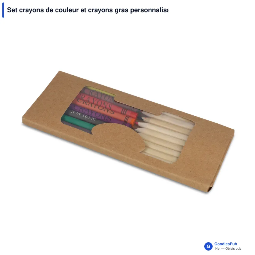 Set crayons de couleur et crayons gras personnalisable boîte kraft avec logo - Image 2