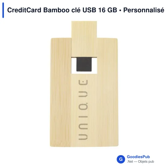 Clé USB personnalisable en bambou 16 Go avec logo - CreditCard Bamboo - Image 2