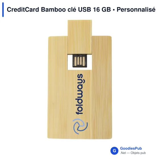 Clé USB personnalisable en bambou 16 Go avec logo - CreditCard Bamboo - Image 5