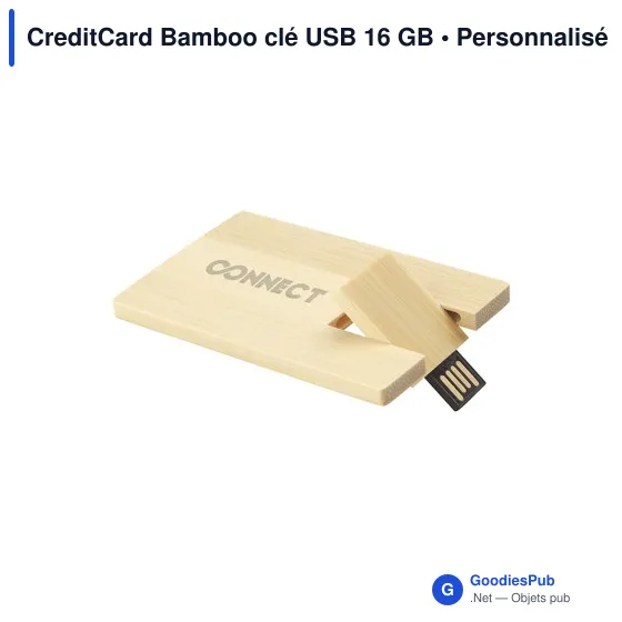 Clé USB personnalisable en bambou 16 Go avec logo - CreditCard Bamboo - Image 6
