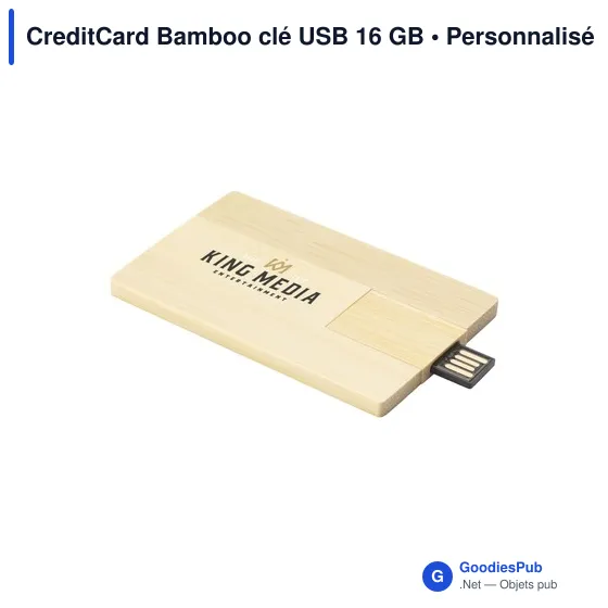 Clé USB personnalisable en bambou 16 Go avec logo - CreditCard Bamboo - Image 7