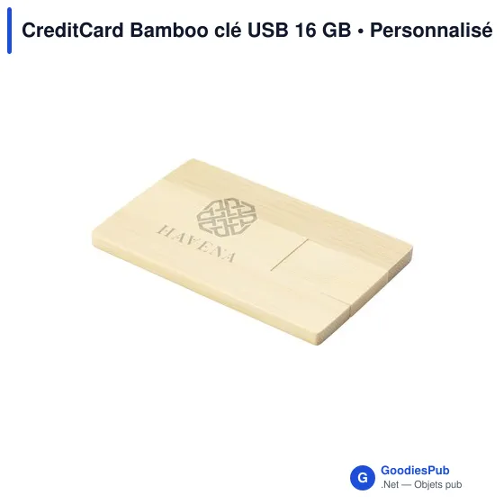 Clé USB personnalisable en bambou 16 Go avec logo - CreditCard Bamboo - Image 8