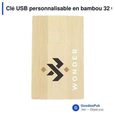 Clé USB personnalisable en bambou 32 Go avec logo - CreditCard Bamboo