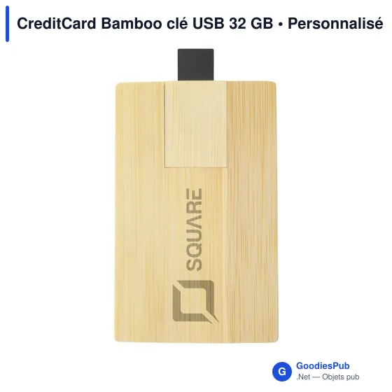 Clé USB personnalisable en bambou 32 Go avec logo - CreditCard Bamboo - Image 4