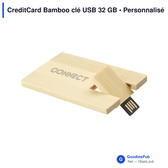 Clé USB personnalisable en bambou 32 Go avec logo - CreditCard Bamboo - Image 6