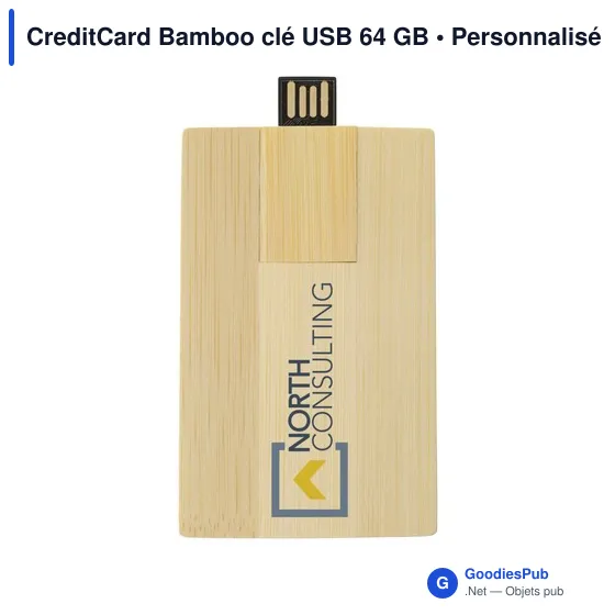 Clé USB personnalisable en bambou 64 Go avec logo - Image 3