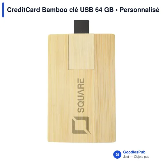 Clé USB personnalisable en bambou 64 Go avec logo - Image 4