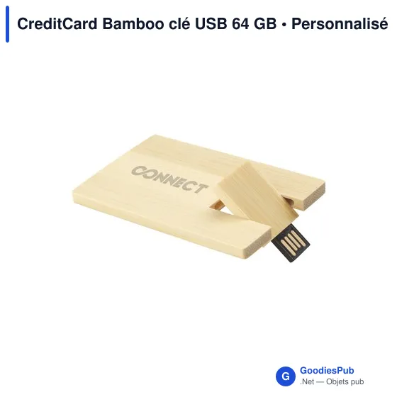 Clé USB personnalisable en bambou 64 Go avec logo - Image 6