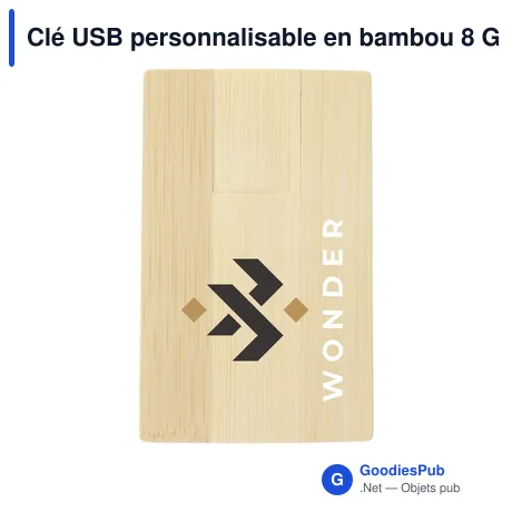 Clé USB personnalisable en bambou 8 Go avec logo - CreditCard Bamboo