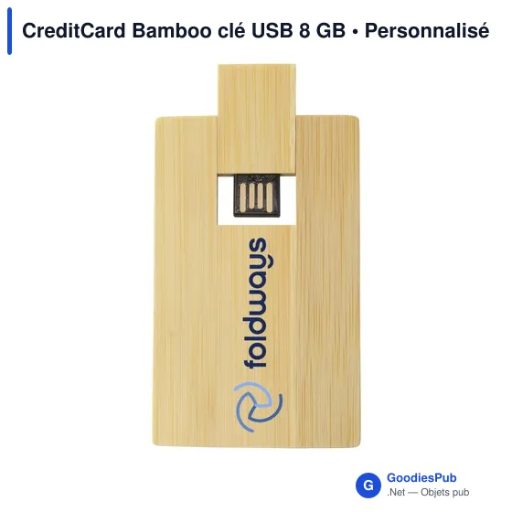Clé USB personnalisable en bambou 8 Go avec logo - CreditCard Bamboo - Image 5
