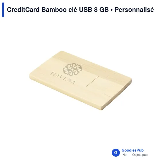 Clé USB personnalisable en bambou 8 Go avec logo - CreditCard Bamboo - Image 8