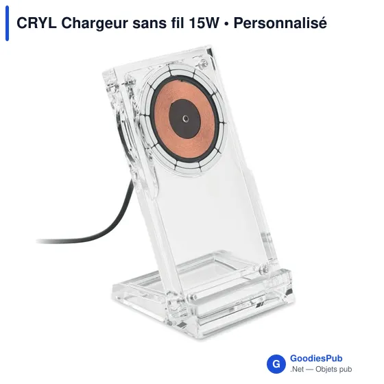 Chargeur sans fil personnalisable CRYL avec logo - 15W - Image 1