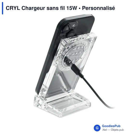 Chargeur sans fil personnalisable CRYL avec logo - 15W - Image 10