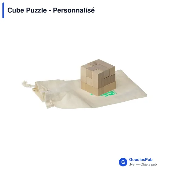 Cube Puzzle personnalisable en bois avec logo - Jeu de patience - Image 1