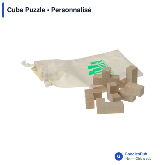 Cube Puzzle personnalisable en bois avec logo - Jeu de patience - Image 2