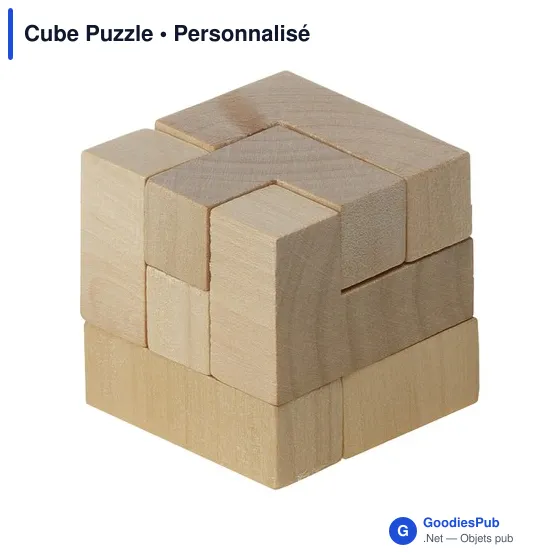 Cube Puzzle personnalisable en bois avec logo - Jeu de patience - Image 3