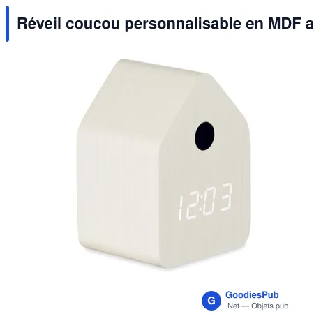 Réveil coucou personnalisable en MDF avec logo - CUCKOO