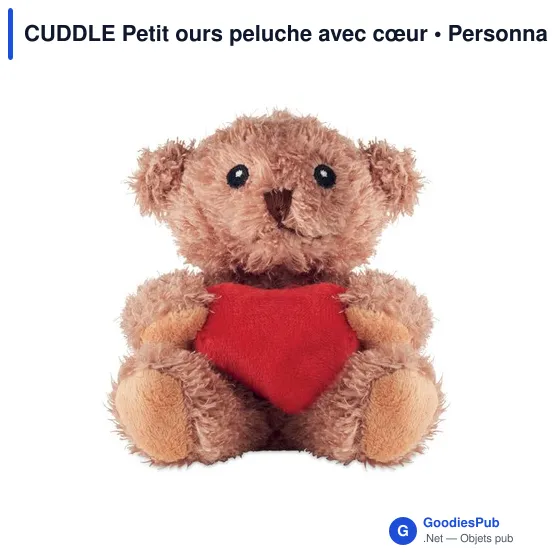 Peluche personnalisable CUDDLE avec cœur pour logo - Image 1
