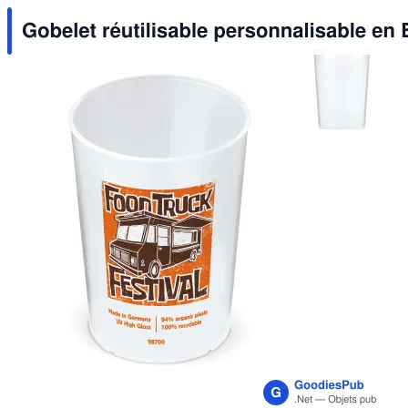 Gobelet réutilisable personnalisable en Bio PE 250 ml avec logo - Cup Écologique