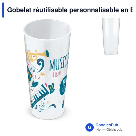 Gobelet réutilisable personnalisable en Bio PE 500 ml avec logo - Cup Écologique