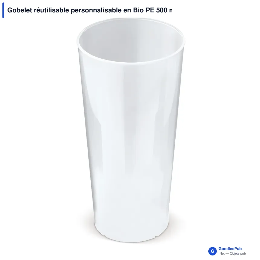 Gobelet réutilisable personnalisable en Bio PE 500 ml avec logo - Cup Écologique - Image 2