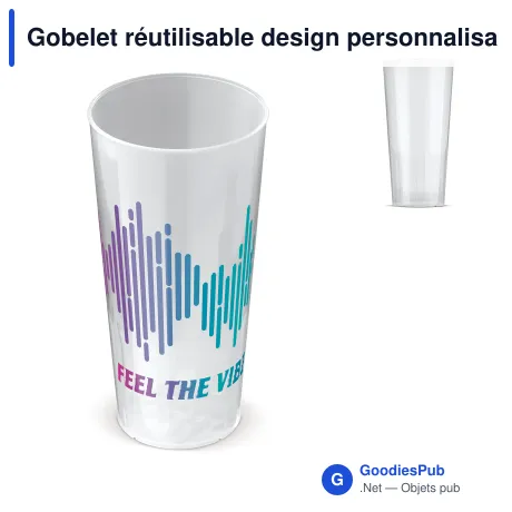 Gobelet réutilisable design personnalisable en PP 500 ml avec logo - Cup Écologique