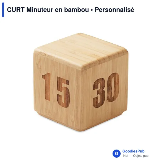 Minuteur en bambou personnalisable avec logo - CURT - Image 1