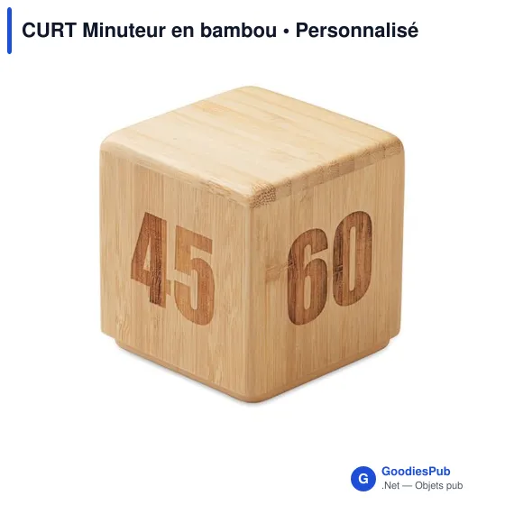 Minuteur en bambou personnalisable avec logo - CURT - Image 2