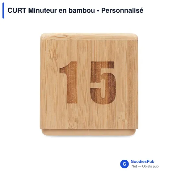 Minuteur en bambou personnalisable avec logo - CURT - Image 8