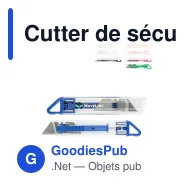 Cutter de sécurité personnalisable en plastique et acier avec logo - 3 coloris - Miniature 1