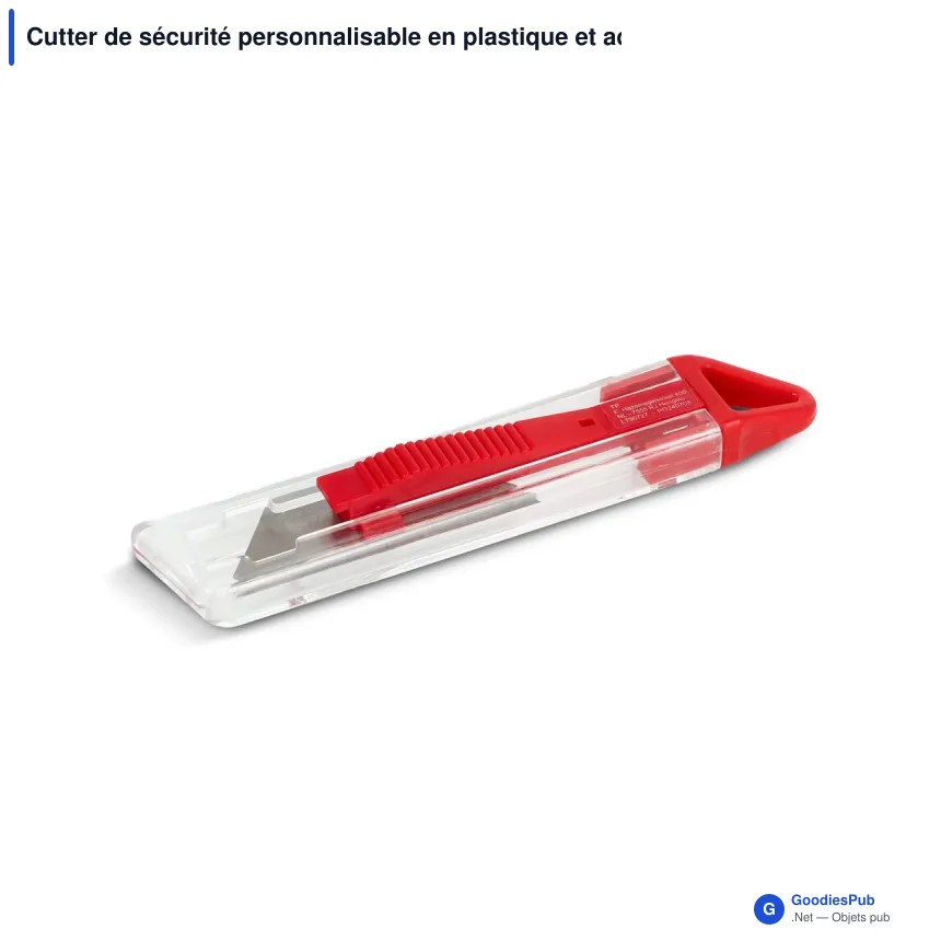 Cutter de sécurité personnalisable en plastique et acier avec logo - 3 coloris - Image 2