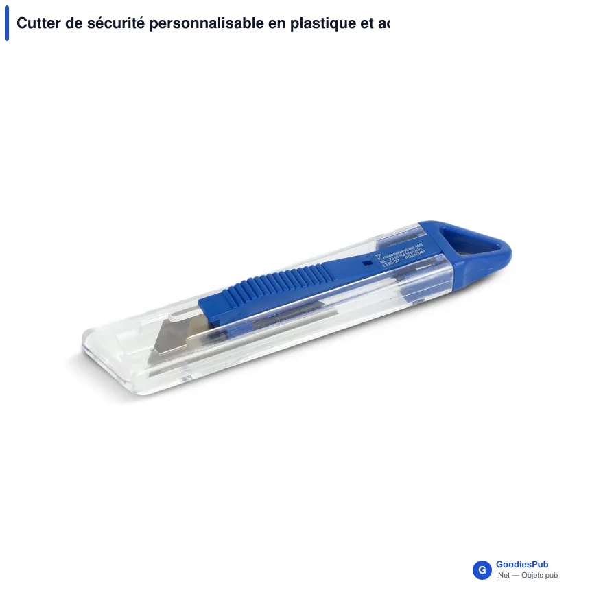 Cutter de sécurité personnalisable en plastique et acier avec logo - 3 coloris - Image 3