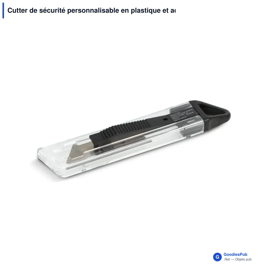 Cutter de sécurité personnalisable en plastique et acier avec logo - 3 coloris - Image 4