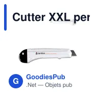 Cutter XXL personnalisable en ABS et métal avec logo - Blanc - Miniature 1