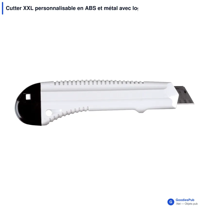 Cutter XXL personnalisable en ABS et métal avec logo - Blanc - Image 2