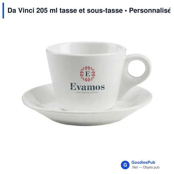Tasse personnalisable Da Vinci 205 ml avec sous-tasse - logo - Image 2