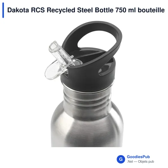Bouteille en acier inoxydable recyclé personnalisable 750 ml - Dakota RCSavec logo - Image 2