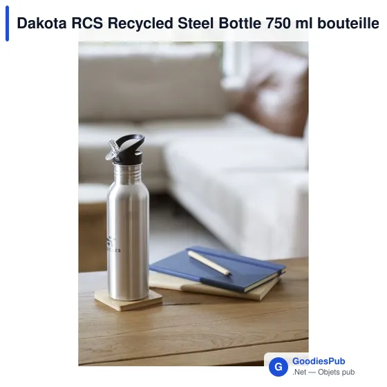 Bouteille en acier inoxydable recyclé personnalisable 750 ml - Dakota RCSavec logo - Image 3
